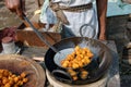 Frying Fresh Pakoras Royalty Free Stock Photo