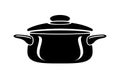 Frying hot saucepan cook pan icon, simple style Royalty Free Stock Photo