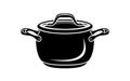 Frying hot saucepan cook pan icon, simple style Royalty Free Stock Photo