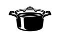 Frying hot saucepan cook pan icon, simple style Royalty Free Stock Photo