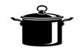Frying hot saucepan cook pan icon, simple style Royalty Free Stock Photo