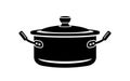 Frying hot saucepan cook pan icon, simple style Royalty Free Stock Photo