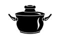 Frying hot saucepan cook pan icon, simple style Royalty Free Stock Photo