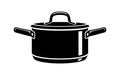 Frying hot saucepan cook pan icon, simple style Royalty Free Stock Photo