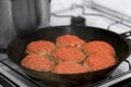 Frying meat rissoles