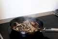 Frying Mushrooms Royalty Free Stock Photo