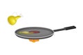 Frying Pan on Burner with Heating Oil for Pancake Cooking Vector Illustration