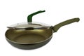 Frying pan with ceramic coating and glass lid Royalty Free Stock Photo