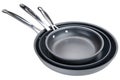 Frying pan. Ceramic nonstick pan with stainless steel handle. Set of Fry pan for cooking. Gray ceramic coating.
