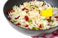Frying pan with chopped cabbage, vegetable dishes Royalty Free Stock Photo
