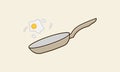 Frying pan cooking egg logo design vector icon symbol illustration