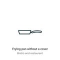 Frying pan without a cover outline vector icon. Thin line black frying pan without a cover icon, flat vector simple element