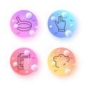 Frying pan, Credit card and Touchscreen gesture minimal line icons. For web application, printing. Vector