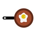 Frying pan with egg. Illustration on white background