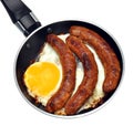Frying Pan With Egg And Sausages Royalty Free Stock Photo