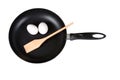 Frying pan,eggs and spatula Royalty Free Stock Photo