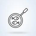 Frying pan fish. vector Simple modern icon design illustration