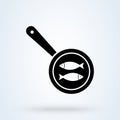 Frying pan fish. vector Simple modern icon design illustration