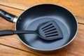 Frying pan and flipper used in frying for cooking Royalty Free Stock Photo