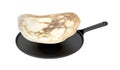 Frying pan with flying pancake