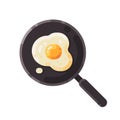 Frying pan with fried egg illustration. Cooking flat icon Royalty Free Stock Photo