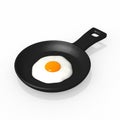 Frying pan with fried egg on white background