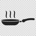 Frying pan icon in flat style. Cooking pan illustration on isolated transparent background. Skillet kitchen equipment business co