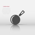 Frying pan icon in flat style. Cooking pan illustration on white isolated background. Skillet kitchen equipment business concept Royalty Free Stock Photo