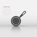 Frying pan icon in flat style. Cooking pan illustration on white isolated background. Skillet kitchen equipment business concept Royalty Free Stock Photo