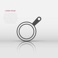 Frying pan icon in flat style. Cooking pan illustration on white isolated background. Skillet kitchen equipment business concept Royalty Free Stock Photo