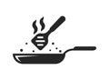 Frying pan icon in flat style. Kitchen equipment vector illustration on isolated background. Kitchenware sign business concept Royalty Free Stock Photo