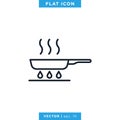 Frying Pan Icon Vector Design Template. Editable Stroke.