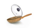 Frying pan with iron and glass open lid