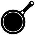 Frying pan isolated on white background. Frying pan. Silhouette symbol. Kitchen utensils for cooking, icon. Vector Royalty Free Stock Photo