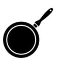 Frying pan isolated on white background. Frying pan. Silhouette symbol. Kitchen utensils for cooking, icon. Vector Royalty Free Stock Photo