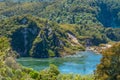 Frying pan lake and echo crater at Waimangu volcanic valley un New Zealand Royalty Free Stock Photo
