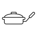 Frying pan with lid thin line icon. Griddle vector illustration isolated on white. Kitchenware outline style design