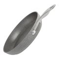Frying pan with non-stick coating on a white isolated background. New gray frying pan, clipart for inserting into a Royalty Free Stock Photo