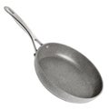 Frying pan with non-stick coating on a white isolated background. New gray frying pan, clipart for inserting into a Royalty Free Stock Photo