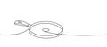 Frying pan one line continuous drawing. Kitchen tools continuous one line illustration. Vector minimalist linear Royalty Free Stock Photo