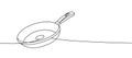 Frying pan one line continuous drawing. Kitchen tools continuous one line illustration. Vector minimalist linear Royalty Free Stock Photo