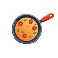 Frying Pan With Pizza Slice And Tomato Cooking Illustration Royalty Free Stock Photo