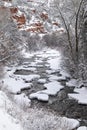 Frying Pan River winter scene with freshly fallen snow Royalty Free Stock Photo