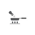 Frying pan and salt vector icon symbol isoalted on white background