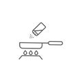 Frying pan and salt vector icon symbol isoalted on white background