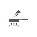 Frying pan and salt vector icon symbol isoalted on white background