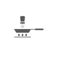 Frying pan and salt vector icon symbol isoalted on white background