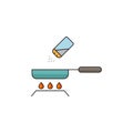 Frying pan and salt vector icon symbol isoalted on white background Royalty Free Stock Photo