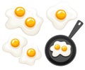 Frying pan, top view. Pan with fried egg. Flat vector illustration isolated on white background Royalty Free Stock Photo