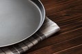 Frying pan on a wooden background Royalty Free Stock Photo